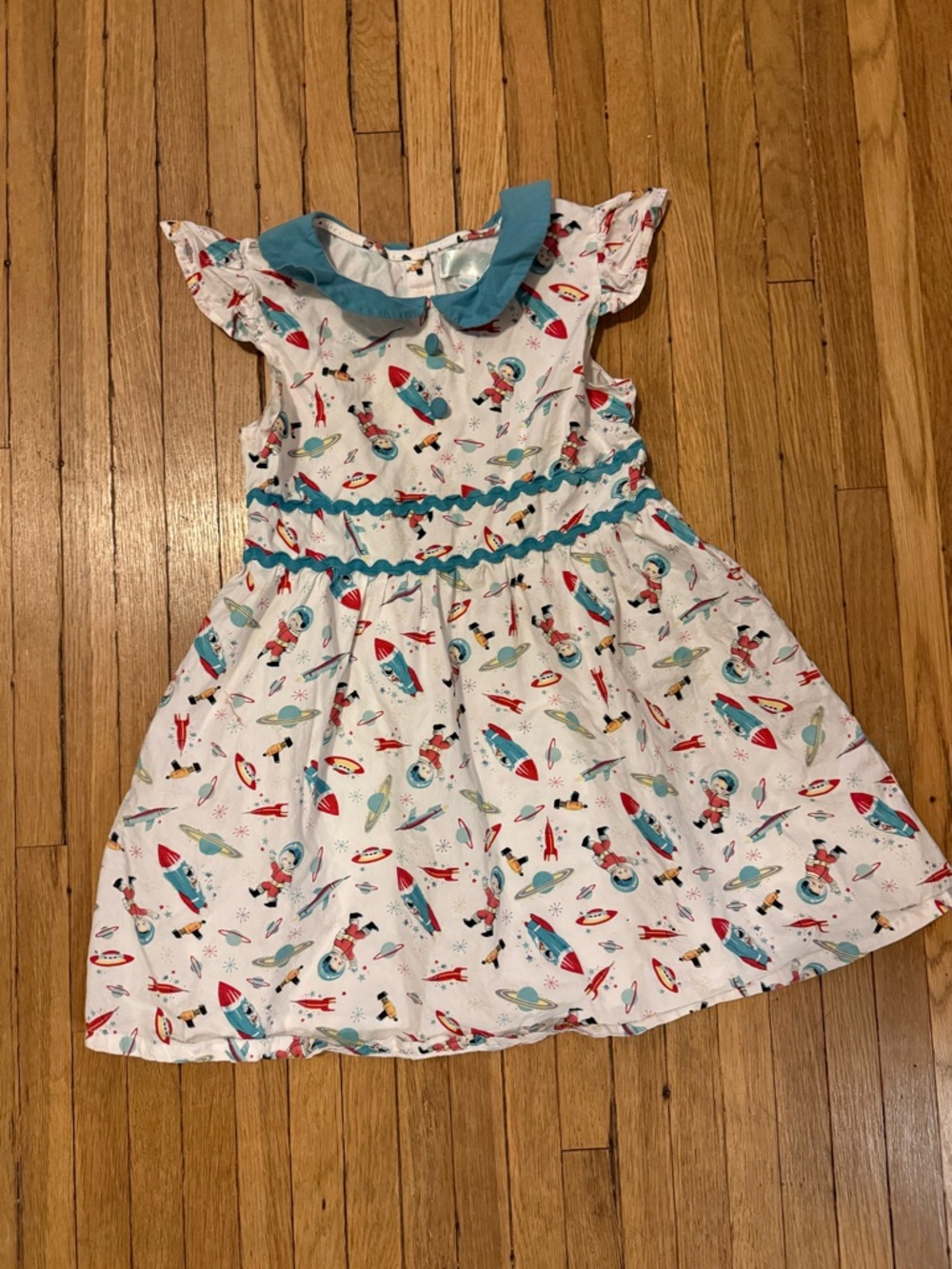 Powell Craft Girls' Space-Print Retro Vintage inspired Dress 60s | Size 6-7